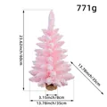 Pink flocked artificial Christmas tree 60cm with snow effect and dimensions - Burlap Base / Cherry Blossom Pink (60cm)