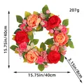 Realistischer künstlicher Pfingstrosenkranz aus Seide 40cm für Tür und Wand - U3-21 Rot Rosa Pfingstrosenkranz