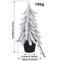 Decorative frosted tabletop Christmas tree ornament in black pot with size markings - White Flocked Spire Style (E2-59) / 27cm/190g
