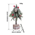 Mini frosted Christmas tree with red berries and wooden base, 23cm desktop decoration. - 23cm/100g