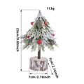 Mini artificial Christmas tree with faux snow and red berries on rustic wood base - 23cm/113g
