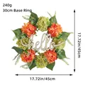 Artificial hydrangea door wreath with Hello wooden sign and 17.72-inch diameter - Orange-Green Hydrangea