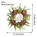 Artificial hydrangea wreath with wooden hello sign, 45cm diameter variant - Purple-Green Hydrangea