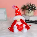 Cute Valentine's Day heart gnome plush doll holding LOVE heart ornament - Heart-Holding Female Braids Style