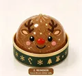 Close-up of cocoa brown reindeer glitter jelly squishy toy in a festive gift box - Cocoa Brown Glitter Jelly Style / Reindeer