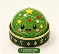 Cute Christmas tree squeeze toy with green glitter jelly detail and festive gold base - Green Glitter Jelly Style / Christmas Tree