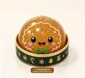 Detailed view of cute gingerbread glitter jelly squishy toy in a festive gift box - Golden Glitter Jelly Style / Gingerbread Man