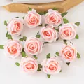 Set of 10 light pink artificial silk rose flower heads for DIY crafts and wedding decor. - Light Pink