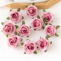 Set of ten dusty pink simulation silk cloth rose flower heads for DIY wedding crafts - Dark Sand Red