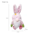 Detailed pink bunny gnome plush hanging ornament showing dimensions, Easter decoration - Pink (Flower) (G2-7)