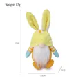 Handmade Easter plush gnome with yellow bunny ears and detailed size measurements - Yellow (Flower) (G2-6)