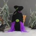 Gnomo de Halloween con barba púrpura y sombrero de murciélago - Sombrero Negro Pelo Púrpura (Z1-3) / 12*10*25cm / Púrpura/Negro