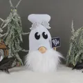 Muñeco de peluche creativo de gnomo fantasma de punto blanco de Halloween con signo Boo - Estilo Blanco (Z1-5) / 12*10*25cm / Blanco