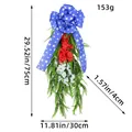 American Independence Day floral swag door hanger with blue star bow, 75cm x 30cm size - Independence Day Wreath (J2-29) / 30x4x75cm