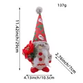 Christmas gnome plush doll with red hat holding poinsettia flowers, size 11.42 inches high - Bird Print Hat Gnome Female Style (B2-11)