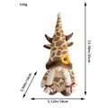 Plush cow patterned gnome doll with sunflower and braids, 13.78 inch height - Suede Style Female