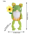 Cute frog-themed plush gnome doll holding a sunflower with detailed size dimensions marked - Male Style (C1-37) / 12x8x30cm