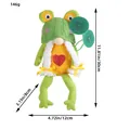 Cute frog gnome plush doll with green knitted hat, heart detail and size measurements - Female Style (C1-38) / 12x8x30cm