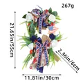 Patriotic American Independence Day floral wreath for door, size 30x55x6cm, 267g - Independence Day Wreath