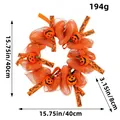 Decorative Halloween orange mesh wreath with cute pumpkins and size measurement labels - Mesh Pumpkin Style (L3-11) / 40CM