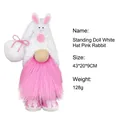 Standing Easter bunny gnome plush doll with pink beard and white hat decoration - Standing Doll White Hat Pink Rabbit (D2-1) / 43x20x9cm