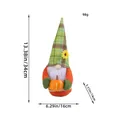 Harvest festival plush gnome holding a pumpkin with detailed 34cm height dimensions - Green Grid Hat