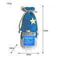 Ocean themed blue knitted gnome doll with starfish hat and beach life wooden sign - Ocean Festival Doll (D1-34) / 10x10x23cm / Blue