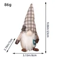Detailed coffee gnome plush doll featuring plaid hat and dimensions in inches and cm - F2-25 Gingham Hat
