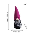 Handmade Halloween gnome plush with purple knit hat and dimensions shown in inches and cm - Purple Smile Face Style (Z3-5 Large) / Single Piece
