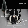 Viking warrior gnome plush doll with dimension labels, 26cm tall, black and grey. - F1-16 Black Style
