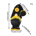 Bee festival gnome plush figurine with sunflower detail and clear size measurements - Sunflower Black Style (E1-9) / Black