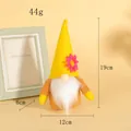 Schattige gele pluche kabouter met roze bloem, handgemaakte gezichtloze pop decor - Gele Hoed Mannelijk Model (C2-18)