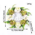 40cm artificial green hydrangea wreath with hello sign for front door decoration - Green White Hydrangea Wreath / 40cm Diameter