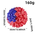 Patriotic USA Independence Day fabric wreath with stars and stripes for front door - Red and White Striped Style (J3-17) / 32cm Size