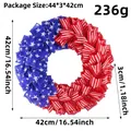 Decorative American Independence Day fabric wreath for patriotic festive front door decor - Red and White Striped Style (J3-19) / Length 42