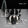 Handmade Viking gnome plush doll warrior with horns, 26x21cm dimensions displayed - F1-16 Black Style