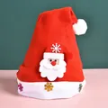 Festive red plush Santa Claus hat with glowing snowflake decorations for children - No Light Adult Style / Santa Claus Style (Q2-9)
