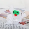 White plush ghost slap bracelet with green eyes and white ribbon bow for kids toy - One Size / White Ghost / Non-Luminous