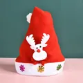 Festive red fleece children's Christmas hat featuring a cute white reindeer character - No Light Adult Style / Elk Style (Q2-11)