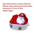 Red and white glowing Santa Claus Christmas hat made of soft brushed fabric for decor - Santa Claus Style (Q2-12)