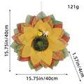 Couronne de tournesols artificielle avec petite abeille pour fête des abeilles, 40cm - Plaid Vert Orange (J3-14)