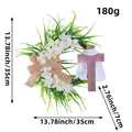 Corona de Pascua artificial con narcisos blancos y cruz de madera, medidas 35 cm - Estilo Cruz Con Banda Blanca