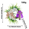 Corona de Pascua artificial con flores blancas, lazo de arpillera y cruz de madera - Estilo Cruz Con Banda Morada