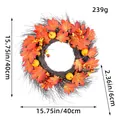 Large 15.75 inch autumn wreath with maple leaves and pumpkins for Thanksgiving door decor - Maple Leaf Dead Branch Pumpkin Wreath (J2-23)