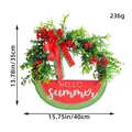 Decorative watermelon themed summer wreath with green foliage and Hello Summer sign - Watermelon Theme Wreath (H2-29)