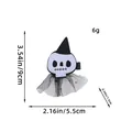 Fermaglio per capelli teschio di Halloween con cappello da strega e velo, 5,5 x 9 cm - Stile Scheletro (AA2-12) / Bianco