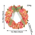Autumn Hydrangea Door Wreath with Green Bow 13.78 inch Diameter Fall Decoration - Large Hydrangea (H2-23) / 40CM