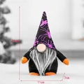 Festive Halloween gnome plush with purple spider pattern hat and orange hands, 21cm - Purple Spider Web Hat Style