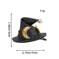 Pince à cheveux chapeau de sorcière d'Halloween noir pailleté avec lune dorée, 7x5cm - Taille unique / Noir