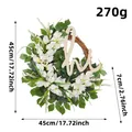 White artificial tulip wreath with wooden hi sign for spring home door decor 45cm - H1-11 Tulip Wreath / White